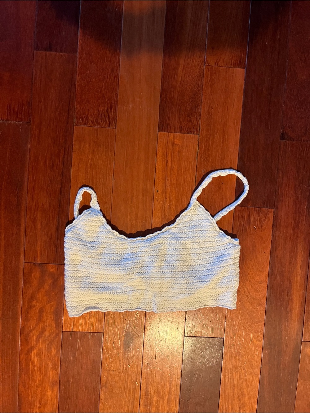aerie Ivory Ribbed Crop Tank with Thin Straps